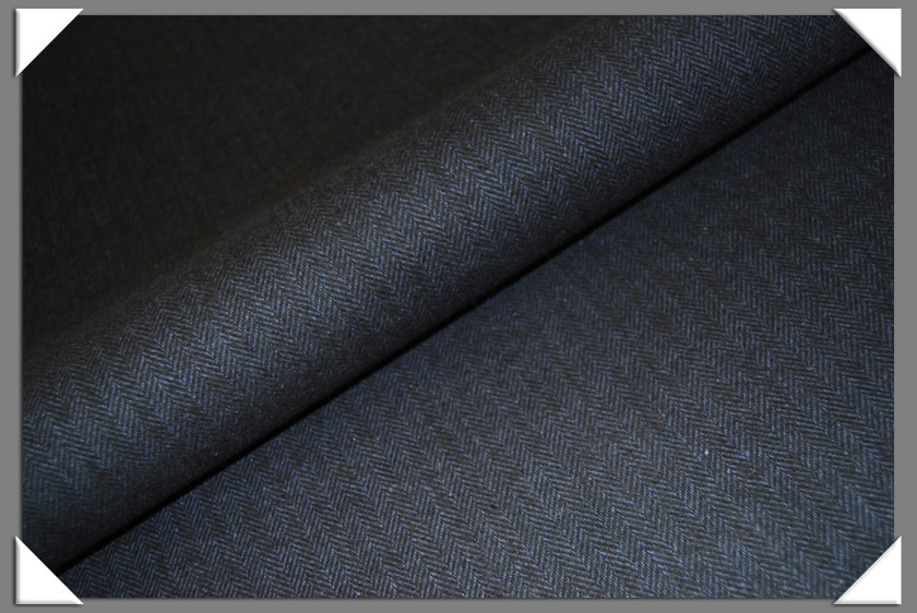 Navy Herringbone Cotton Fabric-W5774